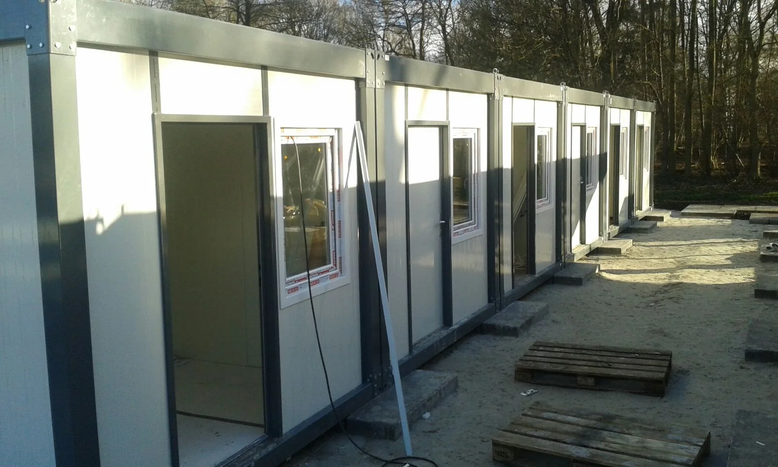 Partially completed modular accommodation units at the Assen site