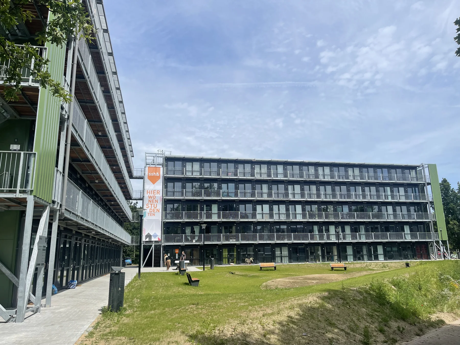 Wider view of the completed Nijmegen student accommodation development