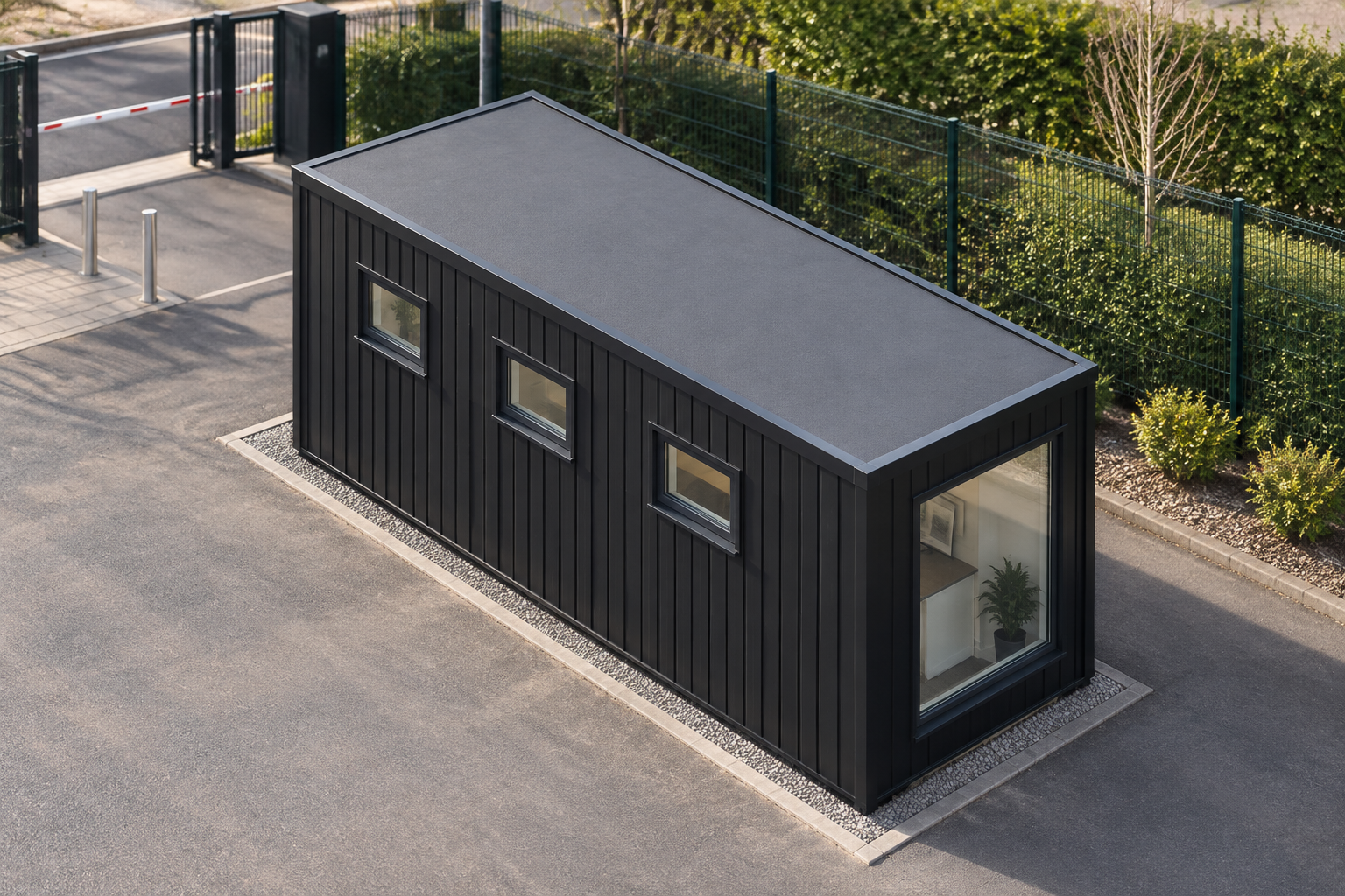 1-Module Security Cabin with WC 1-module single-storey security cabin, Adacon modular building (illustrative)