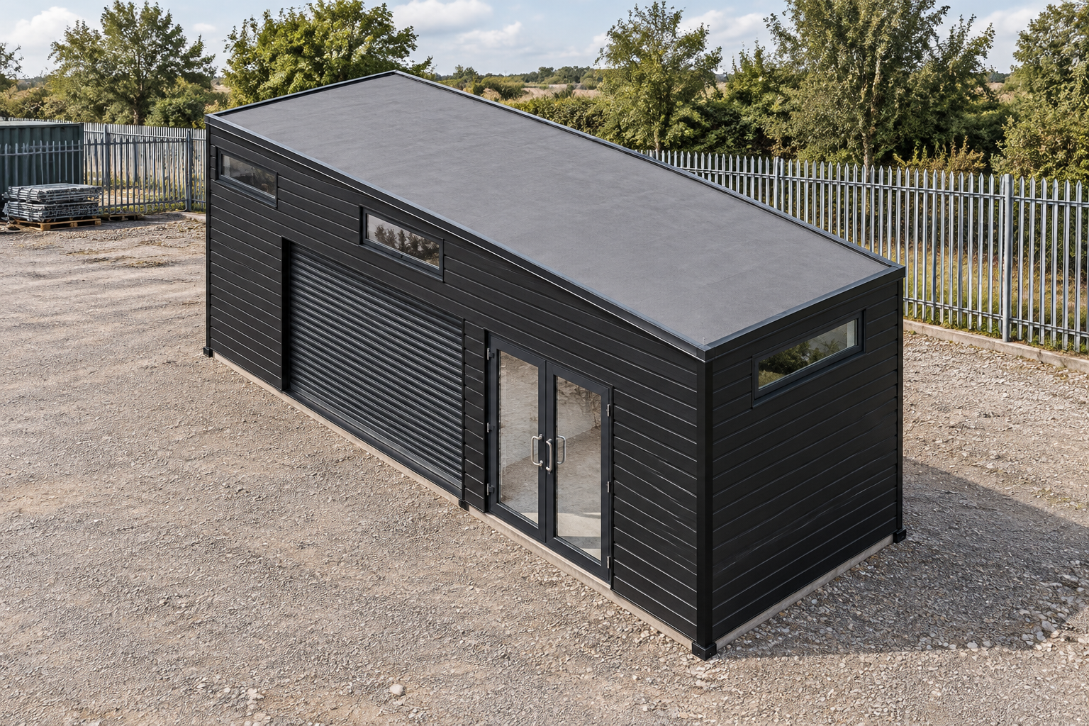 1-module single-storey secure storage unit, Adacon modular building (illustrative)