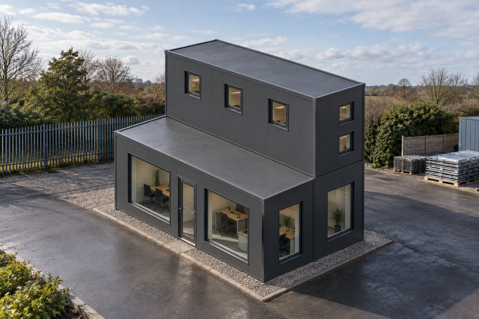 3-module two-storey site office, Adacon modular building (illustrative)