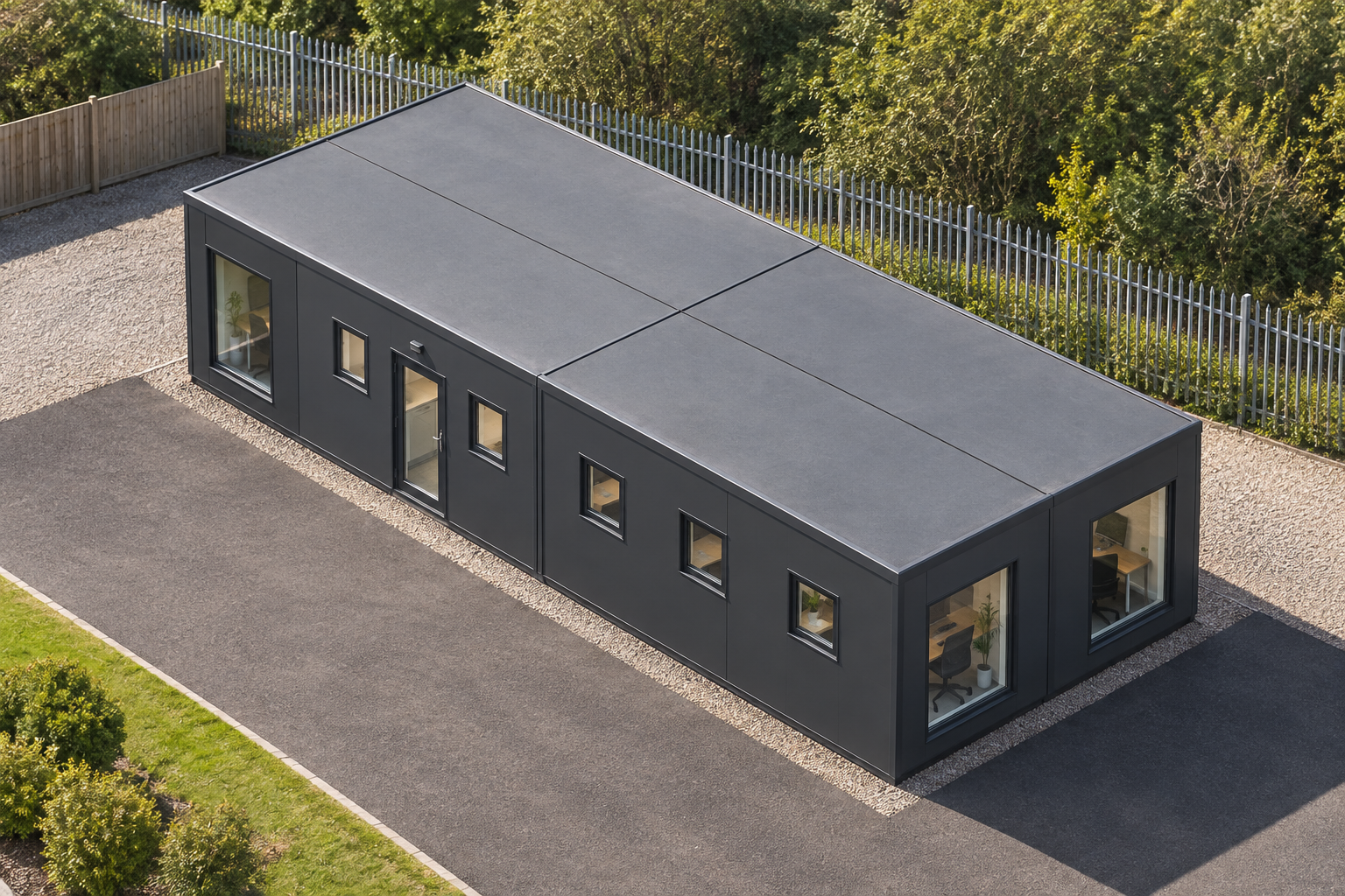 4-module single-storey site office, Adacon modular building (illustrative)