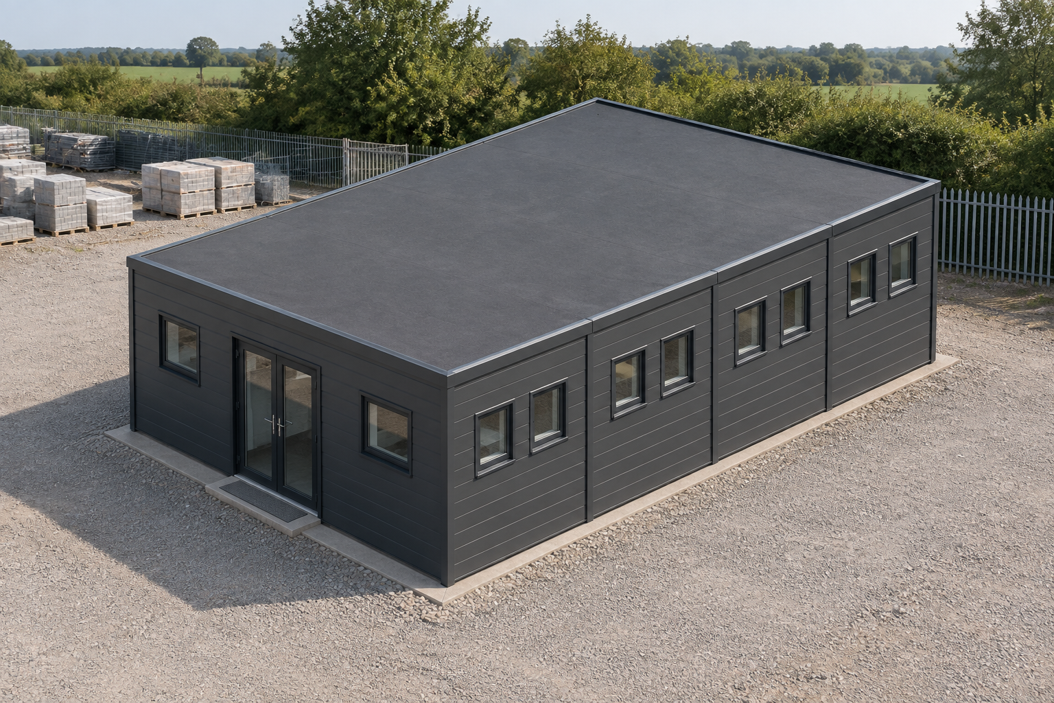 4-module single-storey site welfare unit, Adacon modular building (illustrative)