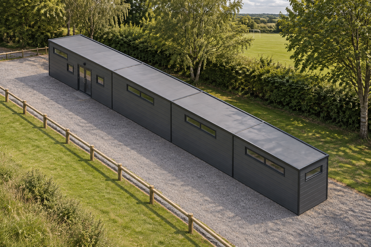 4-module single-storey toilet and shower block, Adacon modular building (illustrative)