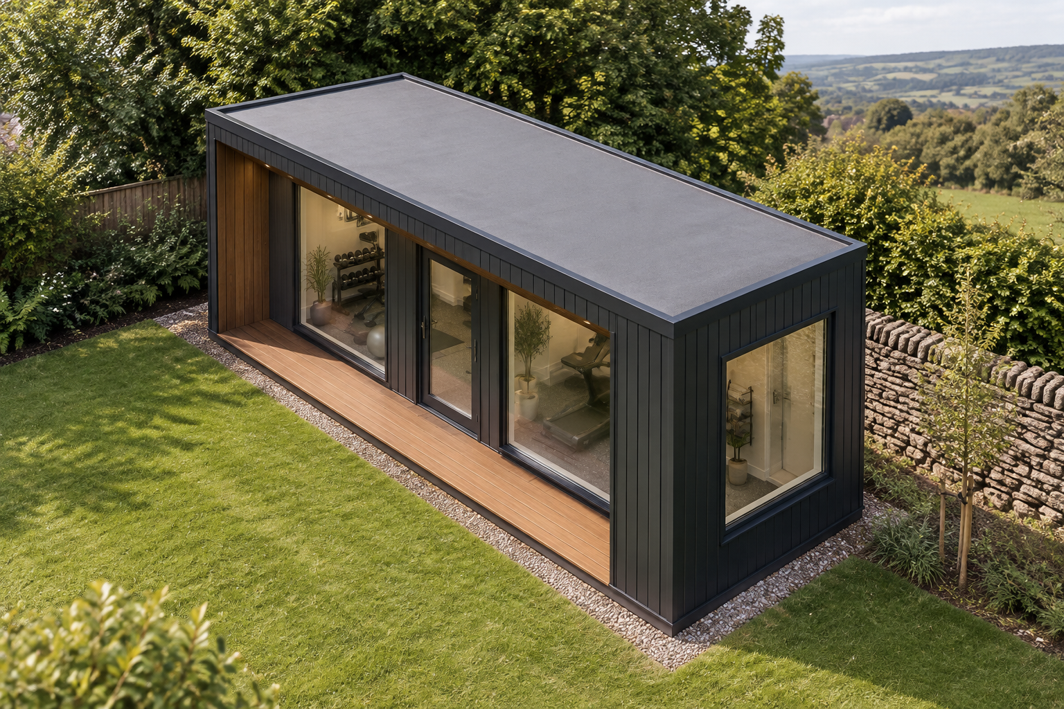 1-module single-storey modular gym, Adacon modular building (illustrative)