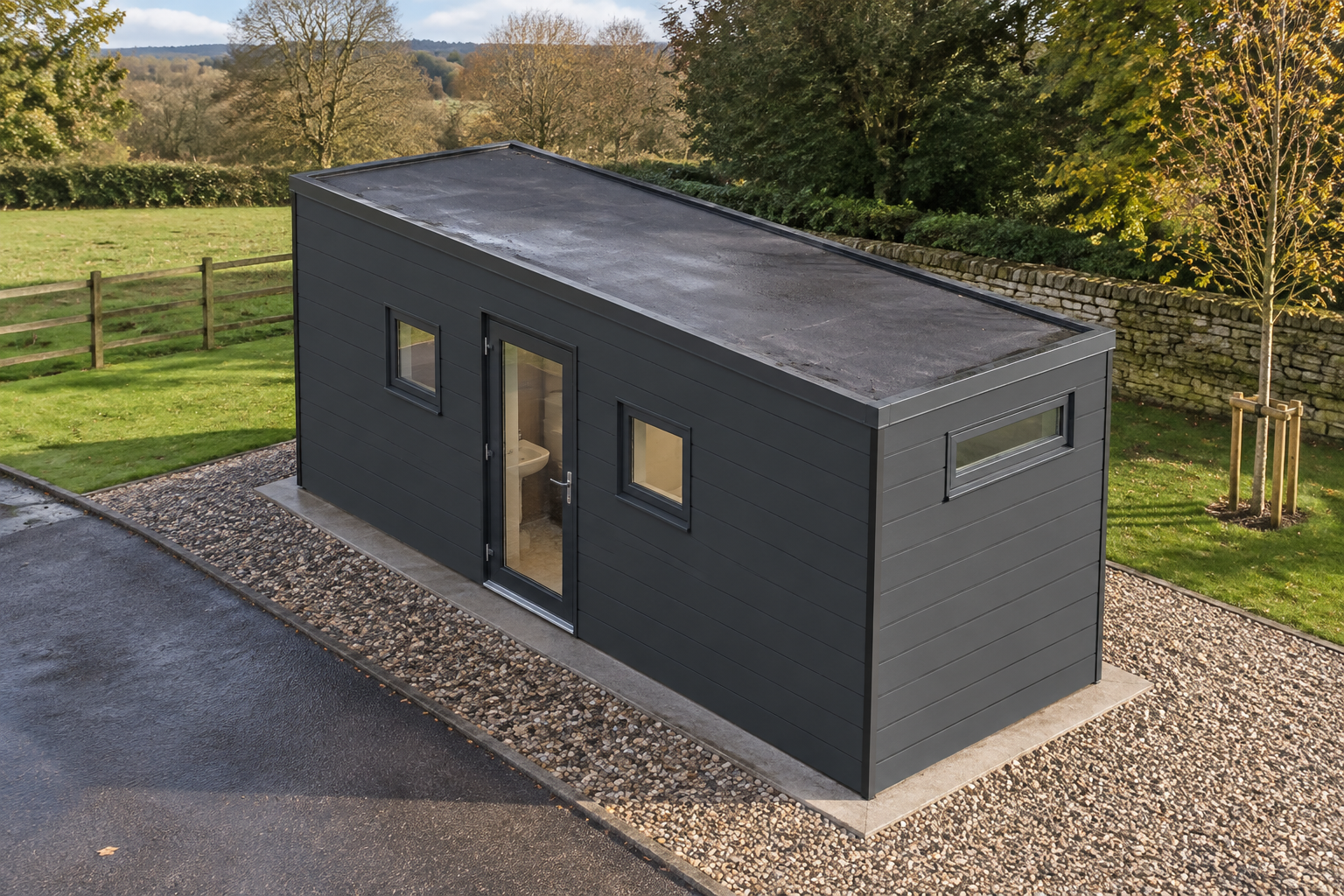 1-module single-storey modular toilet block, Adacon modular building (illustrative)