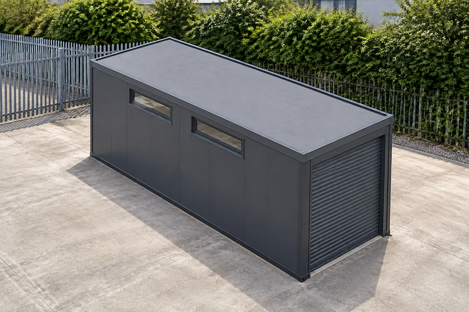 1-module single-storey secure storage unit, Adacon modular building (illustrative)