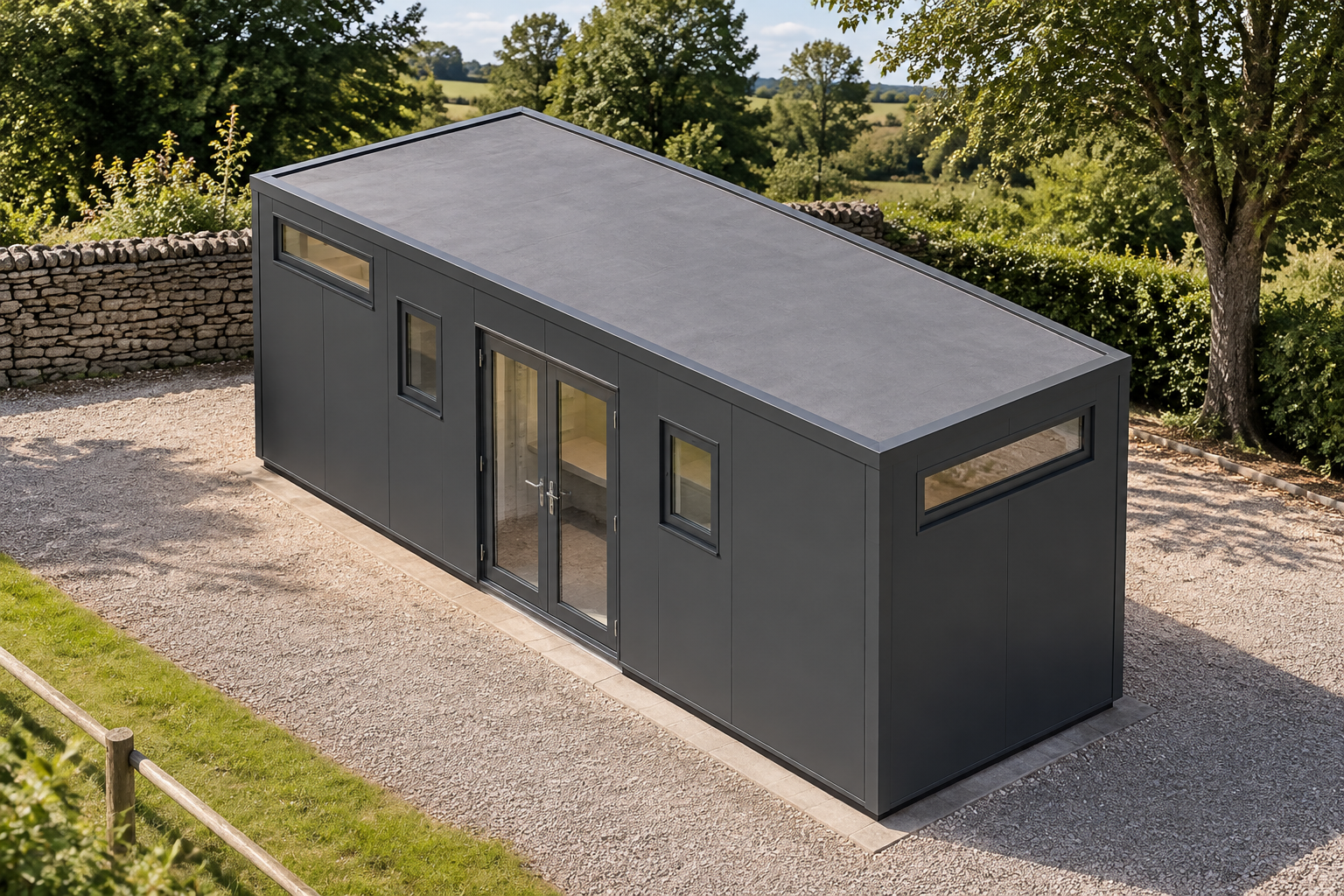 1-module single-storey modular shower block, Adacon modular building (illustrative)