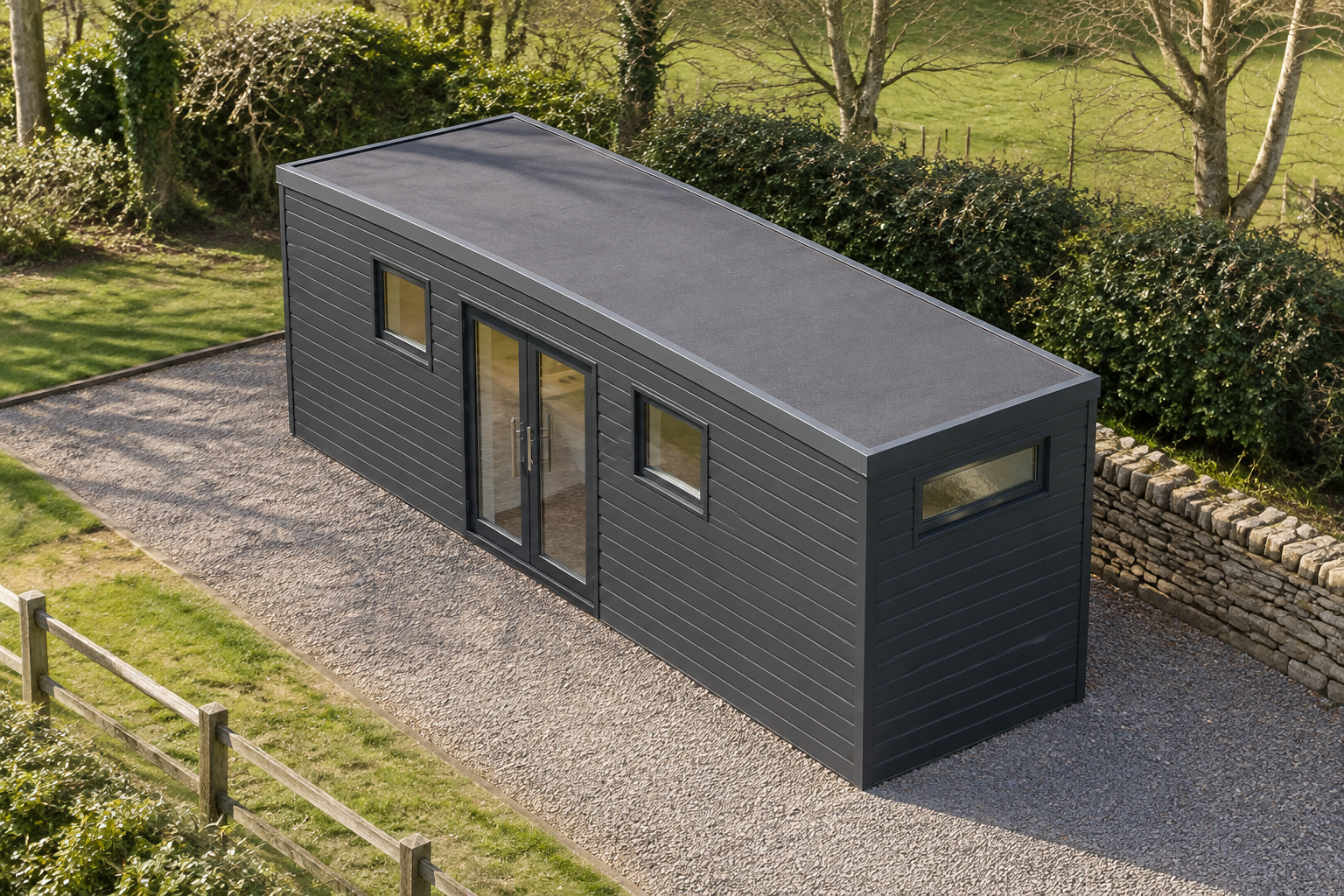 Single-Module Shower Block with WC 1-module single-storey modular shower block, Adacon modular building (illustrative)